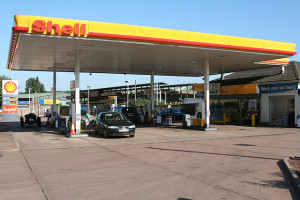 mobile at a petrol station