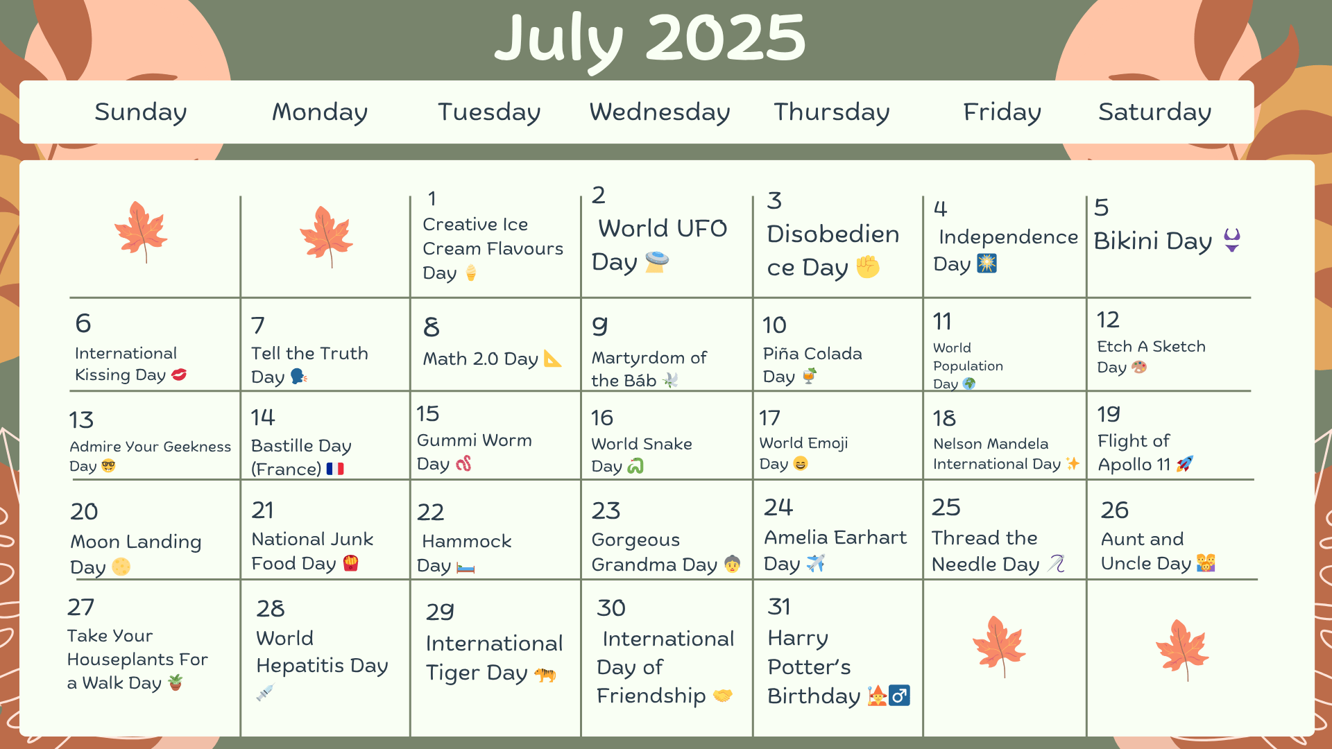 Fun Celebrations for Every Day of July
